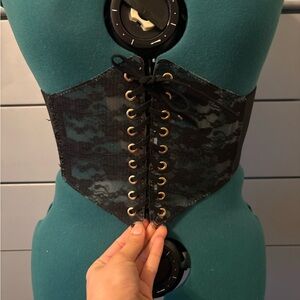 Black Lace-Up Corset Belt